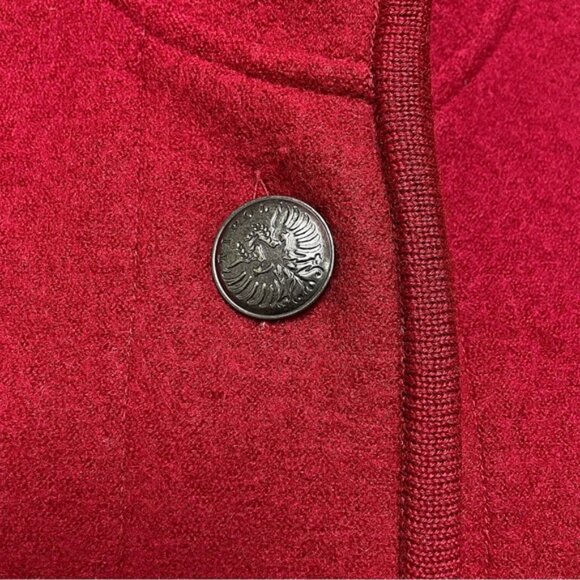 Geiger Austria Vintage Red Boiled Wool Full Length Classic Overcoat Size 36 - Picture 5 of 15